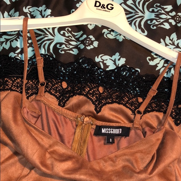 New Missguided faux suede sexy dress w/ black trim fashion nova style - Picture 8 of 10